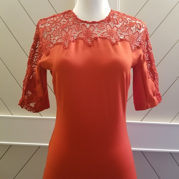 Zara Red Lace Dress XS - Picture 2 of 13